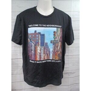Vtg Divided Welcome to the Neighborhood NY City Street T-shirt Skyline Size XL